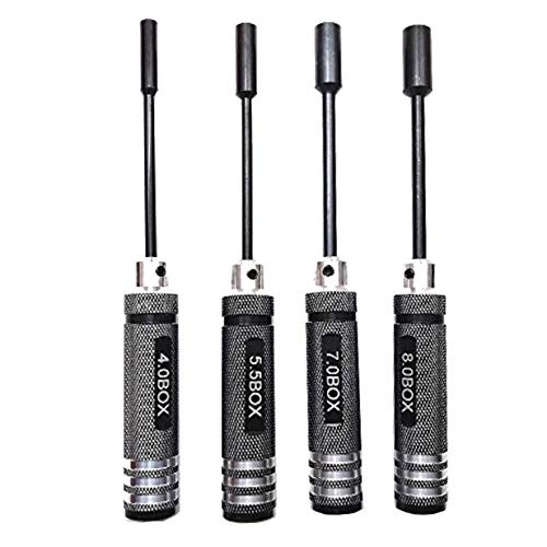 4PCS Hex Nut Key Socket,RC Repair Tools 4.0 5.5 7.0 8.0mm Spanner Box,Flat Head Screwdrivers Screw Drivers Wrench & RC Car Work Stand Repair Workstation 360 Degree Rotation Lift with Screws Tray