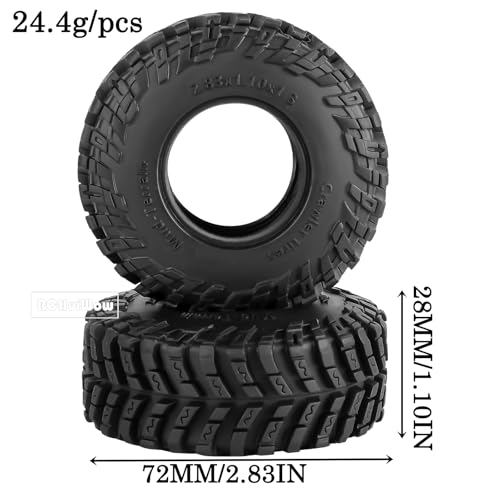 1.3" RC Crawler Tire Skins,Multi-Terrain Soft Sticky Rubber Tires for TRX4 SCX24 FMS Ascent-18 1/18 1/24 Off-Road RC Car Upgrade Parts,4PCS (Style E) - style: StyleE(4PCS)