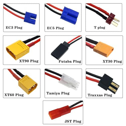 RC Lipo Battery Charger Adapter Connector 10 in 1 Convert Wire to XT60H Plug with 2-6S Charge Balance Board for TRX, T-Plug, Tamiya, Futaba, JST, XT90, XT60, XT30, EC3, EC5