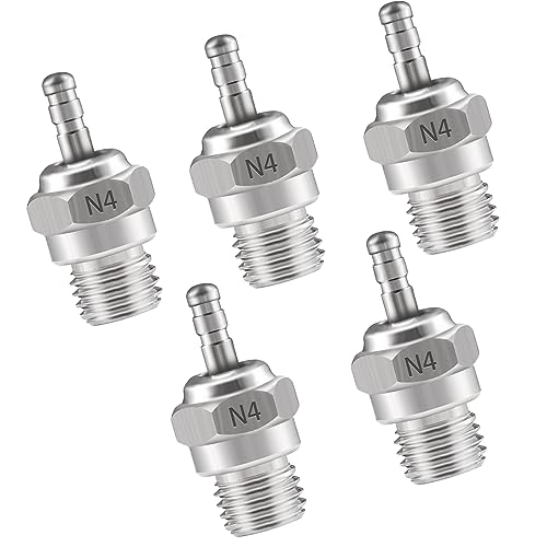 N4 Hot Glow Plug Spark Plugs for Traxas T-maxx Kyosho HSP1 HPI Redcat 1/8 1/10 RC Car Truck Buggy Accessories, Powerful 70117 Nitro Engine Parts Replace 5 Pack - style: N4