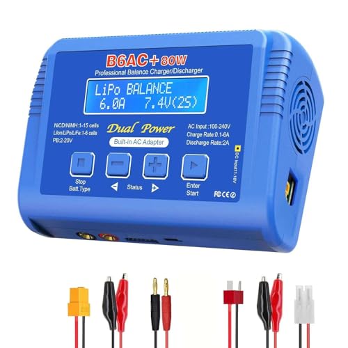 B6AC 80W Lipo Balance Charger 6A Discharger for 1S-6S LiPo Life Li-ion RC Battery