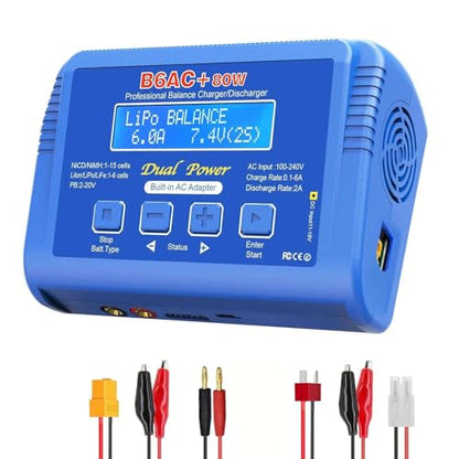 B6AC 80W Lipo Balance Charger 6A Discharger for 1S-6S LiPo Life Li-ion RC Battery