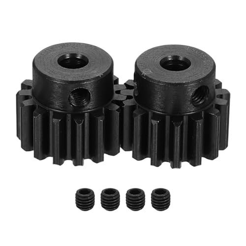 uxcell 2Pcs 1.5 Mod 15T Spur Gear 6mm Bore, 1045 Steel Pinion Gear Black Surface Treatment, 20° Pressure Angle, for Spur Rack and RC Model Car or Motor DIY(17mm) - size: 1.5 Mod 15T, 6mm x 17mm