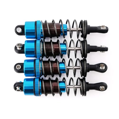 4PCS Oil Filled RC Shocks for 1/10 RC Cars, Adjustable Aluminum Shock Absorbers for Buggy Truggy Touring Drift Cars Monster Trucks (Blue 70mm)