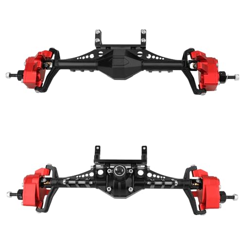 Metal Front and Rear Portal Axle Completes Set with Servo Mount for Axial 1/10 RC Crawler Capra 1.9 UTB AXI03004 AXI03000T1 T2 Buggy F9 Upgrade Parts (red) - color: Red
