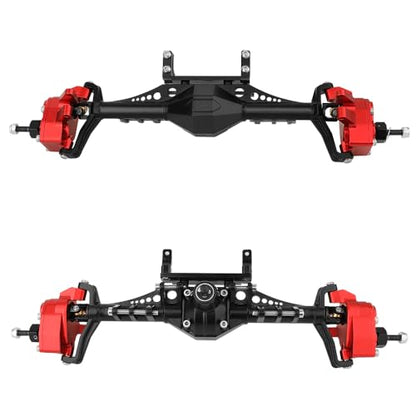 Metal Front and Rear Portal Axle Completes Set with Servo Mount for Axial 1/10 RC Crawler Capra 1.9 UTB AXI03004 AXI03000T1 T2 Buggy F9 Upgrade Parts (red) - color: Red