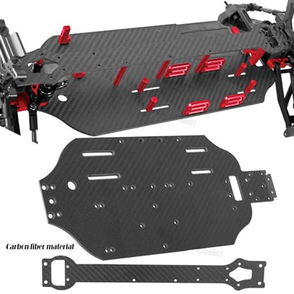 RC Upgrades Part Chassis Protect Armor Skid Plate Guard for 1/10 F0rd F15O Rapt0r R(101076-4),Carbon Fibre hassis Protect Armor Hops Up,Red - color: Red-(upgrades）