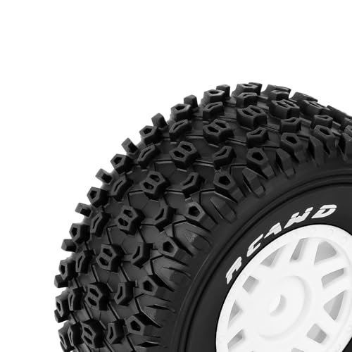 RCAWD Mojave Grom & 1/16 Slash 4X4 Pre-Glued Wheel Tire Sets, Balance Grip & Durability Nylon Rubber 12mm Hex Adapter 4mm for Traxxas & ARRMA Upgrade Parts All Terrain Adaptation 4pcs White - color: White
