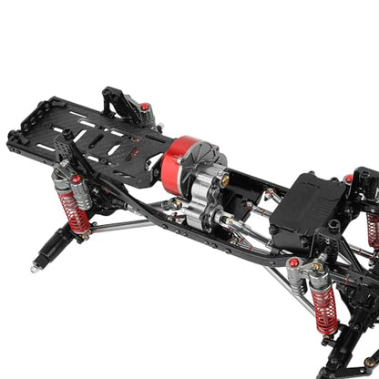 Metal Upgraded 6x6 RC Car Chassis Frame with 2 Front Steering Axles and Middle Axle Transmission 2 Battery Trays DIY for Axial SCX10 1/10 RC Crawler Car Parts (Without Wheels)