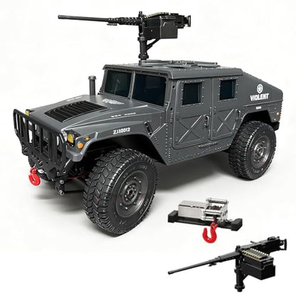 1/16 RC Truck, 4WD Military Off-Road RC Hummer with Winch & Machine Gun | C8835 Gray - color: C8835-gray