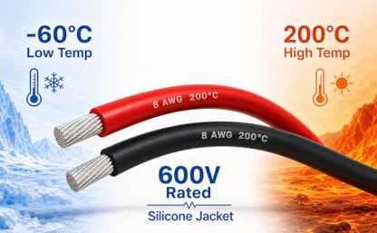 TUOFENG 8 AWG Silicone Wire - Flexible High Temp, Red/Black 10ft - size: 8 AWG 2 colors wire 5ft