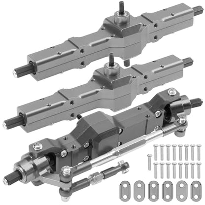 ShareGoo 3Pcs B16 Straight Axle Set Front Middle Rear Aluminum Complete Axle Compatible with WPL B16 B36 JJRC Q60 Q63 Q64 FY004 6X6 6WD 1/16 RC Car (Titanium) - color: Titanium