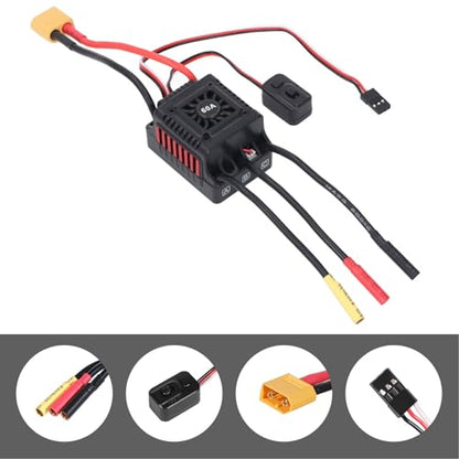 Eujgoov RC Brushless ESC Water 4 Level Brake Force Adjustment, 1/10 RC Car Speed Controller with External Programming Port