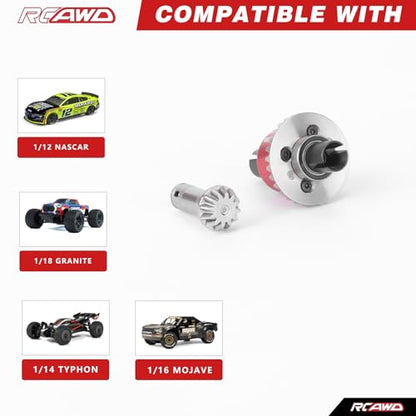 RCAWD NO Oil-Spill Front Diff Set, 30T Main RC Differential 0.8Mod & 12T Input Gear, 30KcSt Oil Filled for ARRMA Typhon Granite Mojave Grom Upgrades Part Red - size: Front 30T main diff & 12T input gear