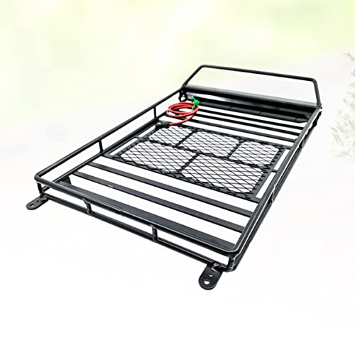 BESTonZON Car Roof Luggage Rack with Light Bar for Rc Crawler Cargo Holder for Storage and Decoration Compatible with Models Black