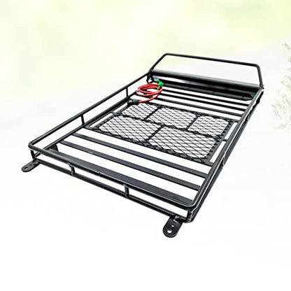 BESTonZON Car Roof Luggage Rack with Light Bar for Rc Crawler Cargo Holder for Storage and Decoration Compatible with Models Black