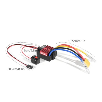 60A Brushed ESC 2-3S Electronic Speed Controller Waterproof ESC for 370 380 540 550 Brushed Motor 1/10 Remote Control Car Truck (Red) - color: Red