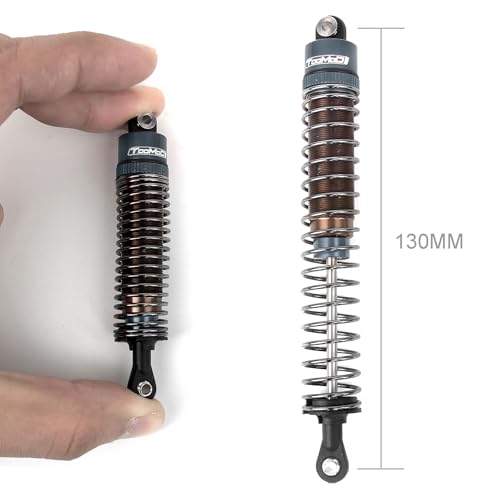 130MM Oil Shock Absorbers Upgrade Compatible with 1/10 RC Crawlers | Fits TRX4 / Axial SCX10 / D90 - Oil Damper Upgrade - Gray - color: Grey