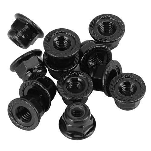 Demeras Wheel Lock Nut Non Slip Metal Tire Lock Nut 4mm Compatible with Axial SCX10 1 10 RC Model Car 12PCS(Black)