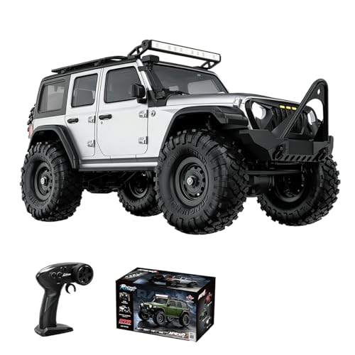 1/16 Scale RC Crawler 4WD, Full Proportional Remote Control Rock Crawler Truck with 9kg Metal Gear Servo & 12 LED Light Modes, Blue Body-on-Frame Off-Road Climbing Vehicle Hobby Toy Gift for Adults - color: R1606/Grey