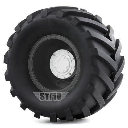 RC Monster Truck Tires and 17mm&14mm Hex Wheels Rims Rubber Buggy Tyres for 1/8&1/7 Scale Off Road Truck Car Kaiju Tmaxx E-Revo 3.3 Arrma Kraton 6S Typhon 3S HPI Redcat Traxxas Maxx (Black) - color: Black