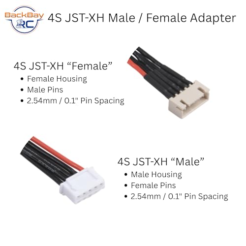 BackBayRC - 4S JST-XH Balance Extensions - 60cm 20awg (100 Strand) Wire - Flexible Silicone Insulation - 2.54mm / 0.1" Pin Spacing - style: 4S_60CM_JST-XH