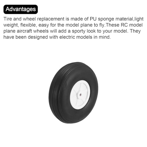 MECCANIXITY 10Pcs RC Airplane Wheels 3" OD Aircraft PU Rubber Tire Tail Airplanes Wheel Replacement for DIY Model Plane Helicopter Car - size: 3" OD