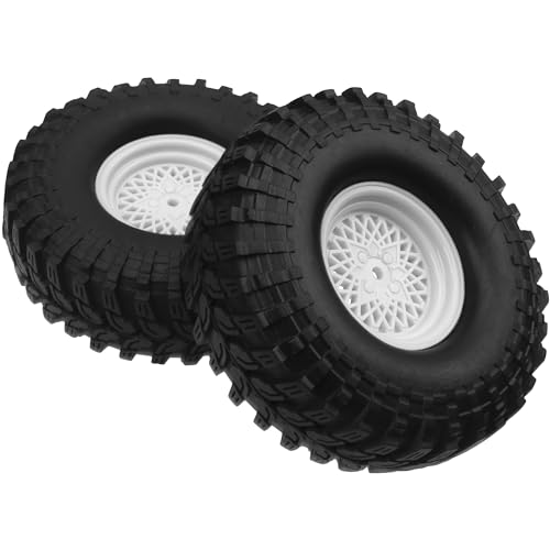 RC 1.9" RC Tires and Wheel Nylon Rims 12mm Hex Hub OD 116mm/4.56" Rubber Tyre Compatible with 1/10 Axial SCX10 RC4WD D90 Tamiya CC01 TF2 Traxxas TRX4 RC Rock Crawler (White) - color: White