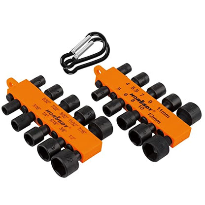 HORUSDY 22-Piece Power Nut Driver Set for Impact Drill, SAE and Metric, 1/4” Nut Driver Hex Keys, Hex Head Drill Bit Set - style: 22-Piece Power Nut Driver Set