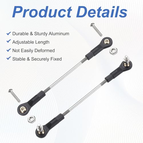 MECCANIXITY 4Pcs Adjustable Turnbuckles Camber Link, 89-99mm Turnbuckle Rod Steering Servo Linkage with M3 Ball Head Rod Ends for RC Car Replace Parts - size: 89-99mm