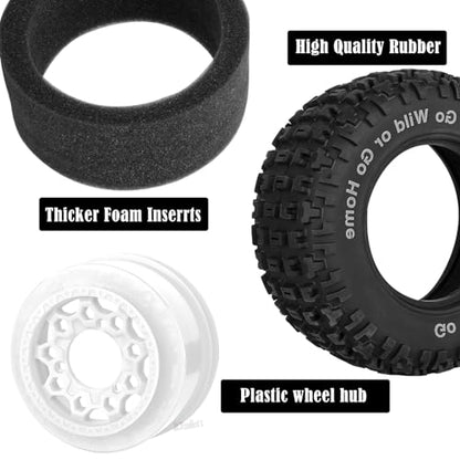 RC Truck Wheels Tires 12mm/14mm/17mm Hex for 1/10 Arrm a Senton/Slash 2WD 4WD 4×4/Axia1/Redca t/Rc4w d,w/Detachable Replace Running on Off-Road Tire RC Wheel Hex,Wheels and Tires,White - color: White- (Wheel Tires)