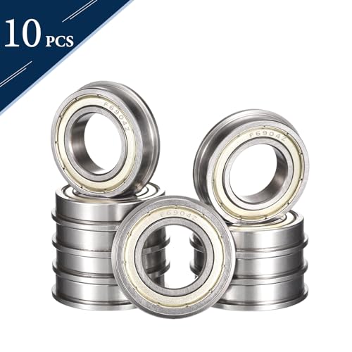 F6904ZZ Flanged Ball Bearing, ID 20mm x OD 37mm x Width 9mm Double Metal Shielded Deep Groove Bearings, Pre-Lubricated (GCr15) Chrome Steel 10pcs - size: F6904ZZ 20mmx37mmx9mm