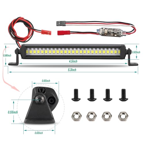 RC Light Bar 25 LED 4.5 Inch Aluminum RC Lights RC Crawler Accessories for Axial SCX10 Traxxas TRX4 TRX4M Arrma Senton Redcat GEN7 1/10 1/18 Scale Rock Crawler Truck RC Car Roof Light Kit