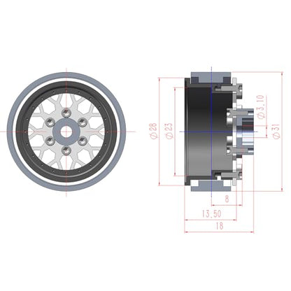 4PCS Grade 5 Titanium Wheel Face Splash Anodizing Aluminum 1.0 Inch Wheels Hubs for 1/24 Axial SCX24 TRX4M FCX24 Redcat Ascent-18 1/18 RC Crawler Car Upgrade Parts - color: Colorful Splash