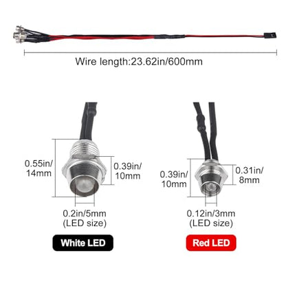 HobbyPark 4 LEDs RC Car Light Headlights Taillight Kit Accessories for Traxxas Slash 4X4 2WD Rustler VXL 4Tec 2.0 Arrma HSP Tamiya Redcat RC4WD Axial SCX10 Truck Tank Crawler(2 Red +2 White)