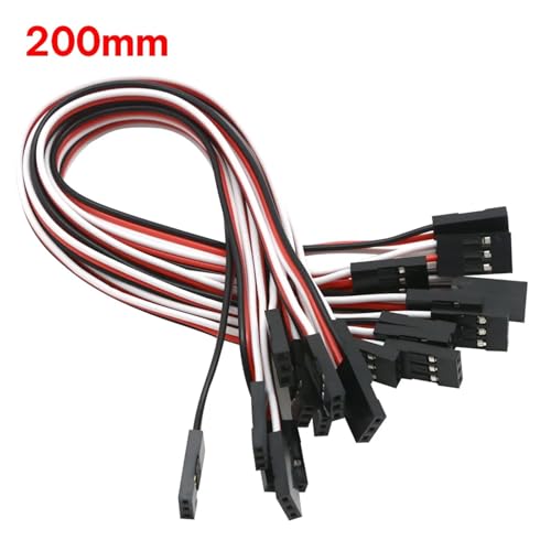 30Pcs Servo Extension Cable 100-500mm Male to Female for JR Futaba RC Receiver | 30pcs servo extension wire set, 100-500mm lengths, male to female JR plug, for RC car plane helicopter(200MM) - color: 200mm