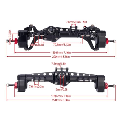 SCX10 III Portal Axles, Aluminum Alloy Complete Front Rear Axle for Axial SCX10 III AXI03007 1/10 RC Crawler Upgrades(Black) - color: Black