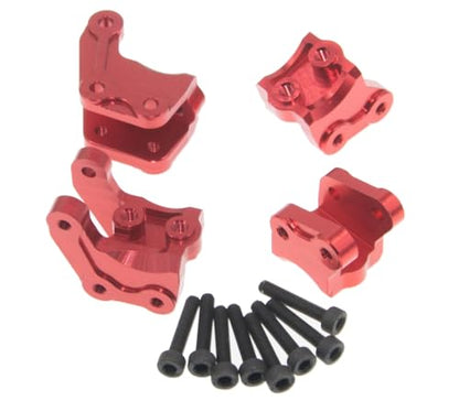 Upgrade Compatible with Axial 1/10 RBX10 Ryft 4WD Rc Crawler Car Steering Cup & Rock Bouncer Axle Mount & Steering Knuckles Aluminum Alloy Metal Accessory Parts(Red)