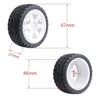 67mm 4PCS 1/10 RC On-Road tires and Hard Plastic wheels set Hex 12mm For WRC Drift Car Conversion 1/10 RC On-Road Car Traxxas Tamiya FW06 TT02 HPI HSP 94122 Kyosho W150