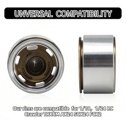 1.0 Beadlock Wheels, 4pcs Brown | Aluminum RC Rims Hub with Positive Offset 7mm Hex for 1/18 1/24 RC Crawler Traxxas TRX4M Axial SCX24 AX24 FMS FCX24 Upgrades - color: Four Hole Model-brown