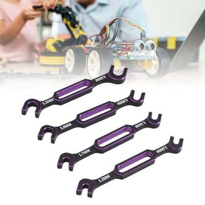 RC Tools, 4PCS RC Wrench Set Turnbuckle Nut Ball Joint Remover 3.0 3.2 3.5 3.7 4.0 5.0 5.5 6.0mm Aluminum Alloy Repair Tool for Remote Control Cars Drones Crawlers (Purple) - color: Purple