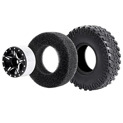 Hobbypark 4pcs 1.0 Beadlock Wheels and Tires Metal Micro Crawler Tires with Brass Wheel Weights Extended Wheel Hubs for 1/24 RC Crawler Car Axial SCX24 Gladiator Bronco C10 Deadbolt Upgrades (Type A) - style: Type A