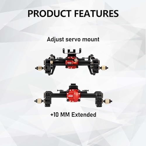 SCX24 Portal Axles Differential +10 MM Extended Axles | High Clearance Axles with Diff Locker for Axial AX24 SCX24 Upgrade Parts 1/24 RC Crawler