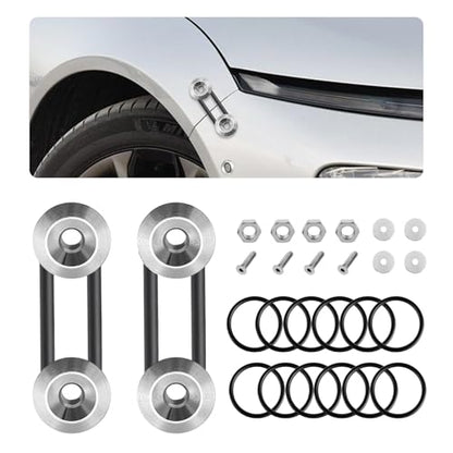 KVAEY Bumper Quick Release, JDM Front Rear Bumper Fasteners with Stainless Steel Screw Rubber O-Ring Washers, Universal Car Bumper Quick Release Tabs Trunk Bend Fenders Holders Kit (Silver) - color: Silver