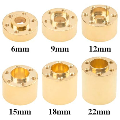 RC Brass Weights 12mm Hex Hub Extended Adapters for 1.9/2.2inch Beadlock Wheel Rim Compatible with Axial SCX10 90046 Redcat TRX4 Gen7 D90 CC01 1/10 RC Crawler (Yellow,15mm)