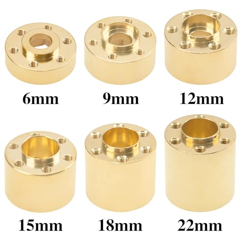 RC Brass Weights 12mm Hex Hub Extended Adapters for 1.9/2.2inch Beadlock Wheel Rim Compatible with Axial SCX10 90046 Redcat TRX4 Gen7 D90 CC01 1/10 RC Crawler (Yellow,15mm)