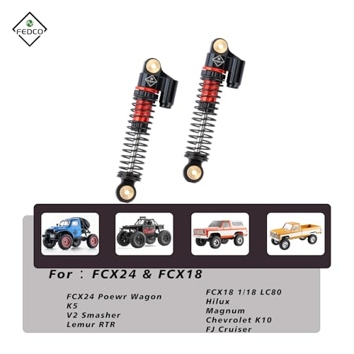 FCX24 Shocks 47MM Oil-Filled Shocks Absorber With Springs | Long Travel Shocks For FMS FCX24 FCX18 Upgrades 1/24 1/18 RC Crawler - color: Black