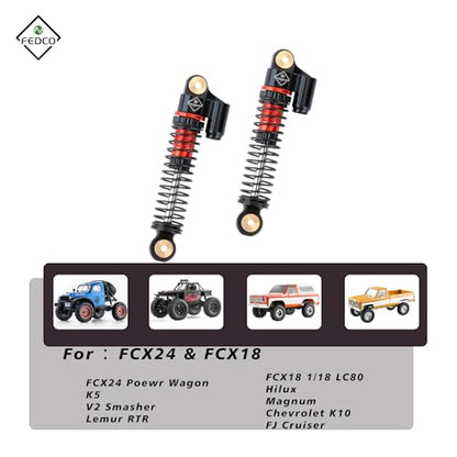 FCX24 Shocks 47MM Oil-Filled Shocks Absorber With Springs | Long Travel Shocks For FMS FCX24 FCX18 Upgrades 1/24 1/18 RC Crawler - color: Black