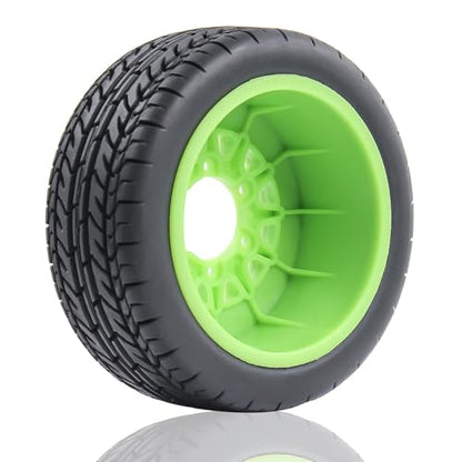 1/10 1/8 RC Short Course Truck Tires OD 4.33" and Wheels 12mm 14mm 17mm Hex for 1:8 1:10 Scale Off Road Truck Car Traxxas Slash 2WD 4×4 Rc4wd Arrma Senton Axial Losi Redcat 4PCS (Green) - color: Green