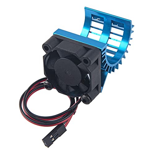 ShareGoo Aluminum 380 390 Motor Heatsink with Cooling Fan Electric Engine Heat Sink Compatible with HSP HPI Wltoys Himoto Redcat 1/16 1/18 RC Car (Blue) - style: Blue